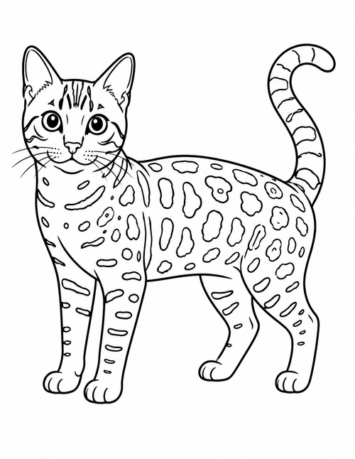 Bengal Cat printable coloring page