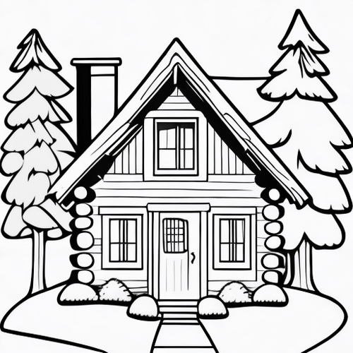 Cabin printable coloring page
