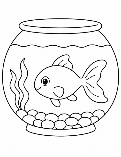Fishbowl printable coloring page