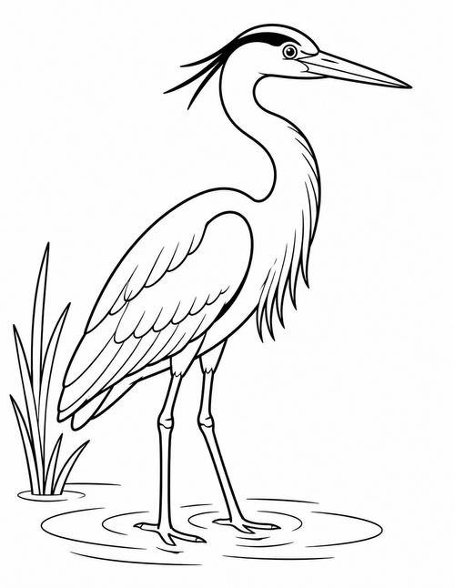 Heron printable coloring page