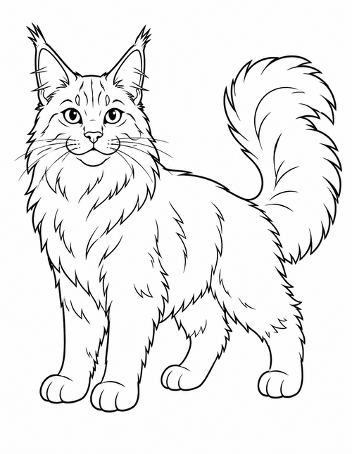 Maine Coon Cat printable coloring page