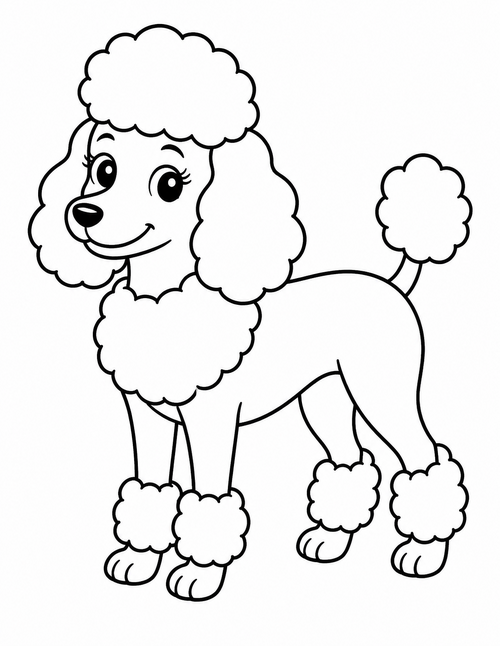 Poodle printable coloring page