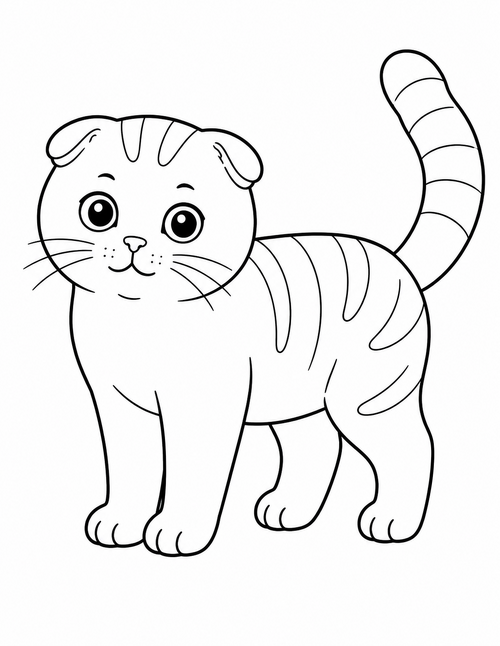 Scottish Fold Cat printable coloring page