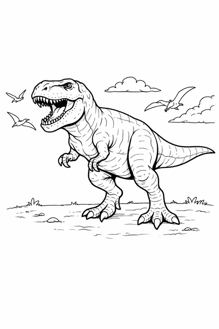 T Rex printable coloring page